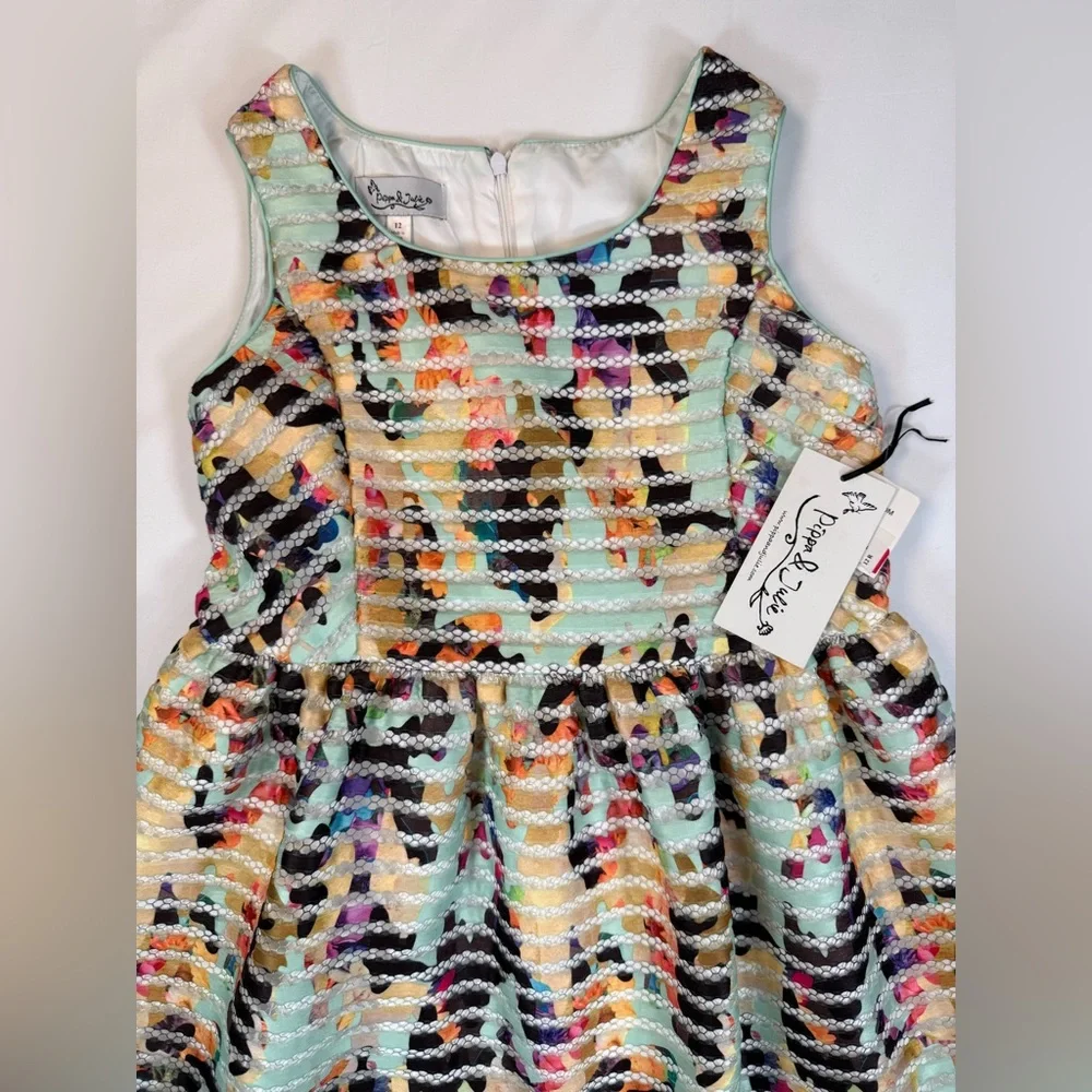 NWT‎ PIPPA & JULIE Girls’ Floral Fit & Flare Sleeveless Textured Dress Size 12